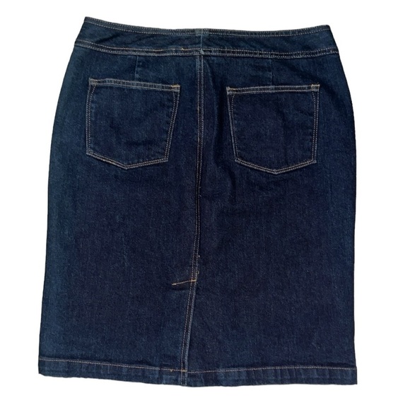 {EUC Ralph Lauren Jeans Company Premium Dark Denim Skirt Leather Details Size 8} - Picture 2 of 7